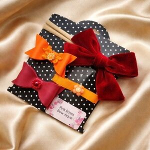 Nwt new Handmade hair clips headwrap band baby toddler set